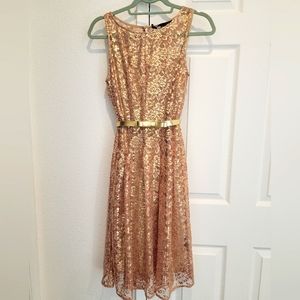 Women's Gold lace dress Size 6